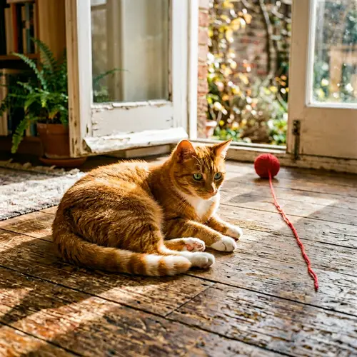 Naughty Orange Cat on Wooden Floor | Cute Mischief