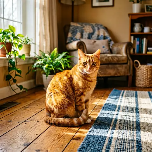 Bright Orange Cat Basking in Sunlight | Cozy Home Scene
