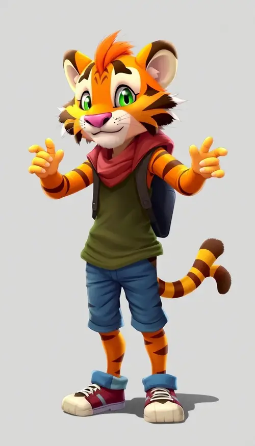 Vibrant Anthropomorphic Tiger Character Design