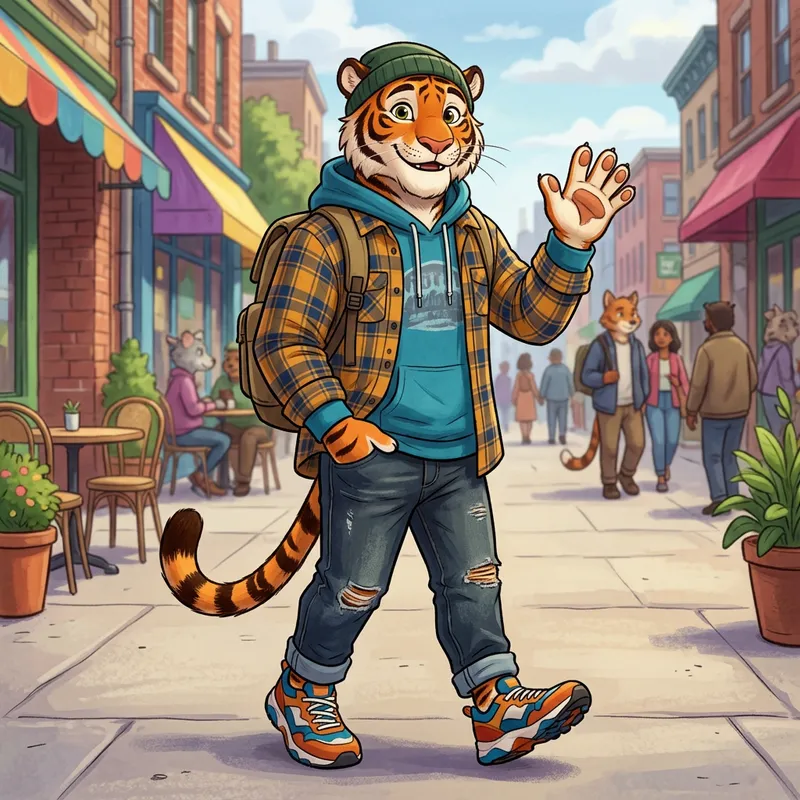 Vibrant Anthropomorphic Tiger Character Design