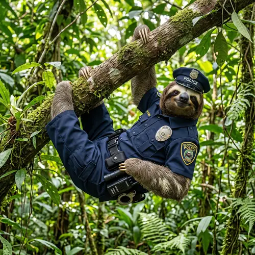 Sloth in Police Uniform: A Unique Tree Dweller