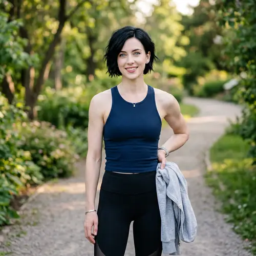 Portrait of a Woman with Blue Eyes and Black Hair