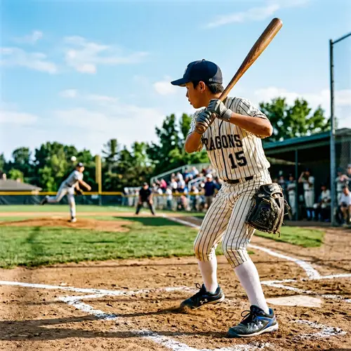Asian Middle School Boy Playing Baseball - Focused Determination