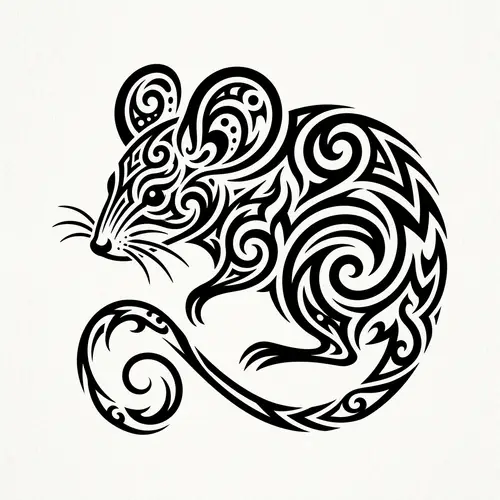 Tribal Mouse Design | Simple Black Tattoo Art