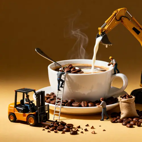 Dynamic Mini Workers Brewing Coffee Delightfully