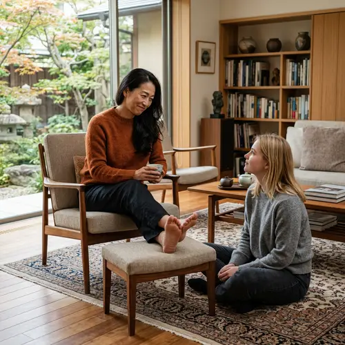 Elegant Living Room Scene with Women
