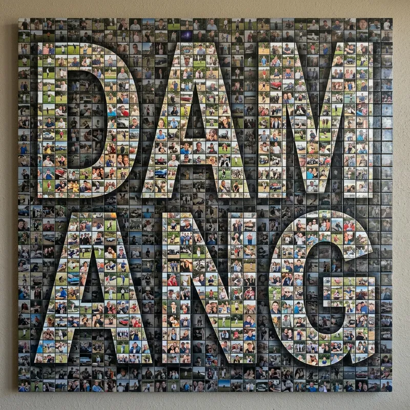 Create a Unique Mosaic of 'DAMOANG' from Personal Photos