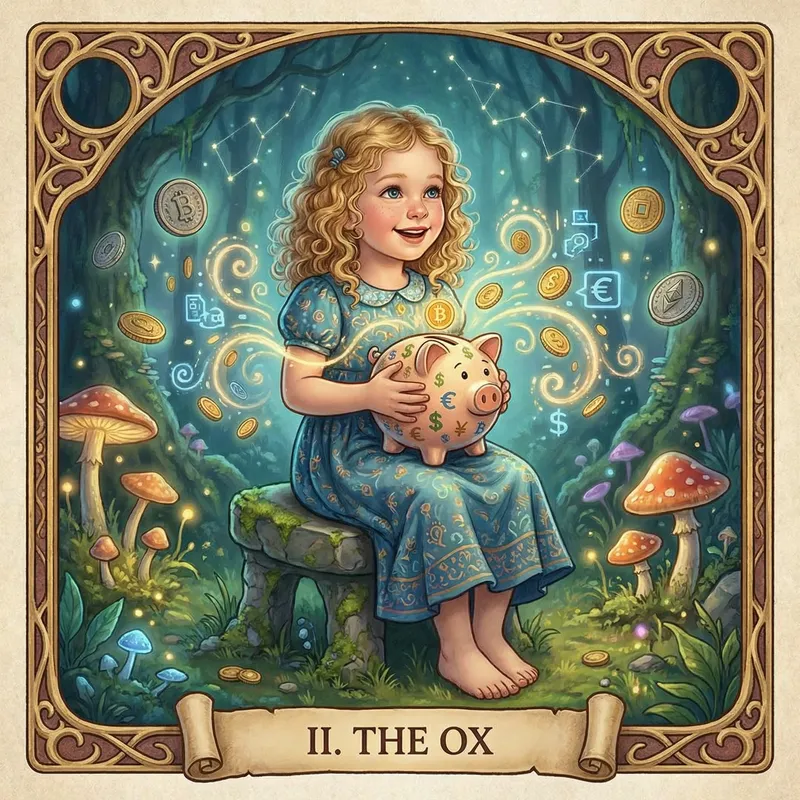 Magical 3-Year-Old Girl with Piggy Bank | Financial Wisdom Imagery