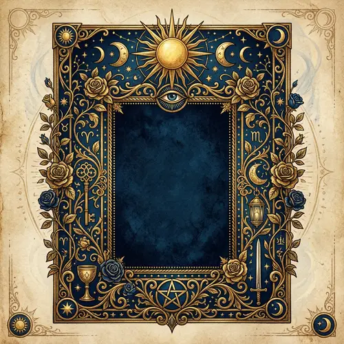 Ornate Tarot Card Frame Design with Celestial Motifs