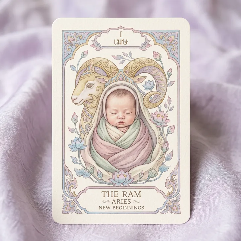 Delicate Newborn Infant Thai Zodiac Tarot Card