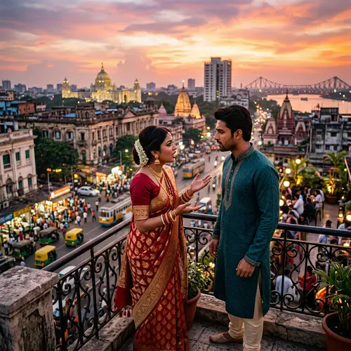 Hindi Movie Scene: South Asian Woman and Man in Traditional Attire