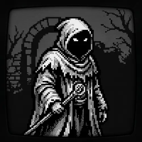 Enigmatic 8-Bit Art: Mysterious RPG Character Design