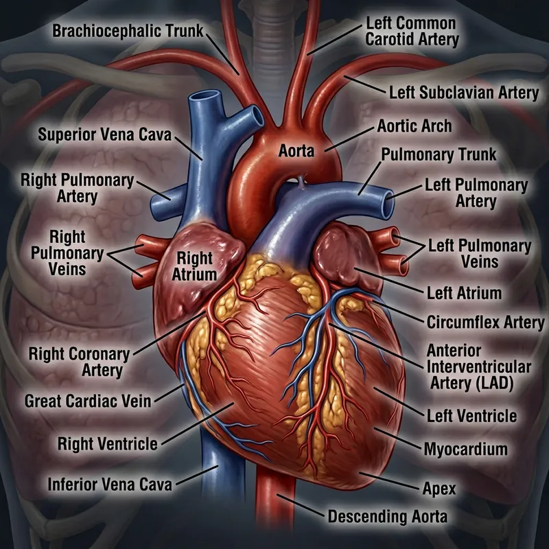 Real Human Heart Vessels Anatomy | Labeled Illustration