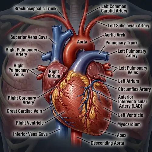 Detailed Human Heart Vessels Anatomy | Medical Illustration
