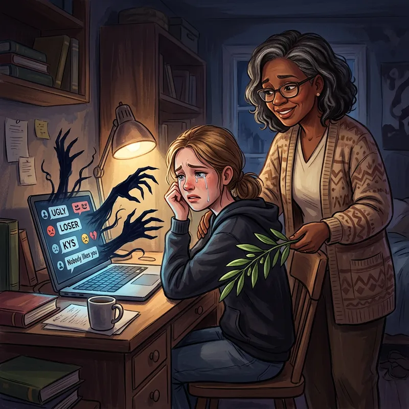 Impactful Illustration on Cyber Bullying