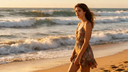Beautiful Woman on Sunny Beach - Summer Vibes