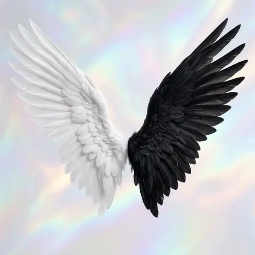 Angel Wings - White and Black Contrast Feathers | Duality Symbol