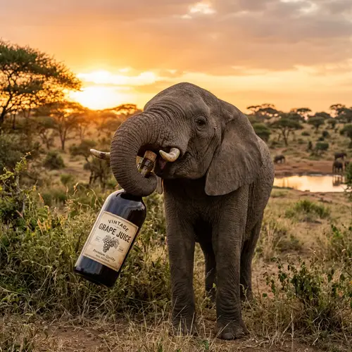 Playful Elephant Pretends to Drink Grape Juice | Wildlife Humor