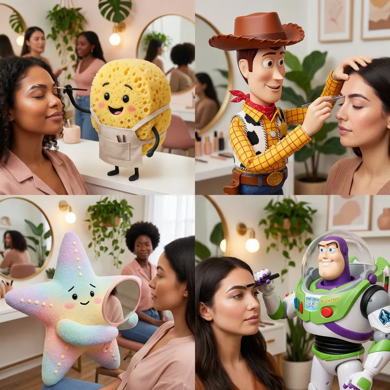 Cartoon Characters as Eyebrow Artists: Sponge, Cowboy, Starfish & More