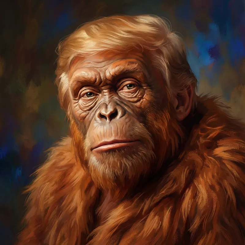 Stylized Trump Portrait with Orangutan Features