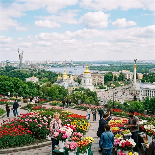 Iconic Kiev Landscapes with Lush Greenery and Vibrant Flowers