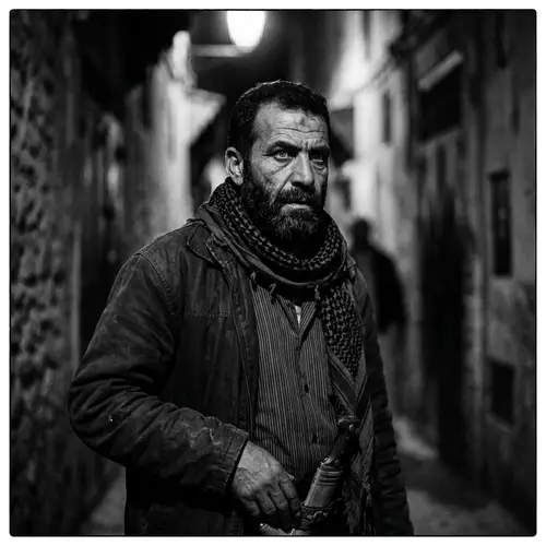 Intense Middle-Eastern Man Portrait in Street Photography Style
