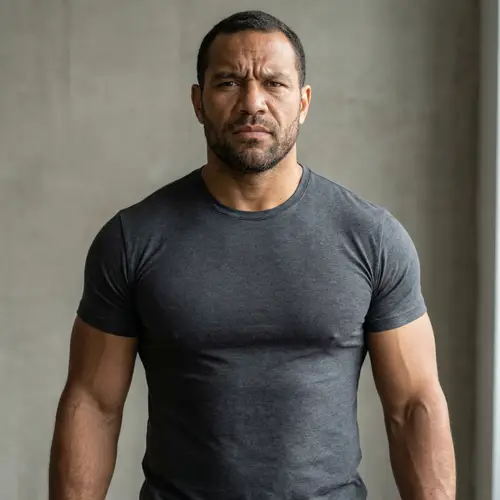 Muscular Man with Broad Chest | Fitness Model Portrait