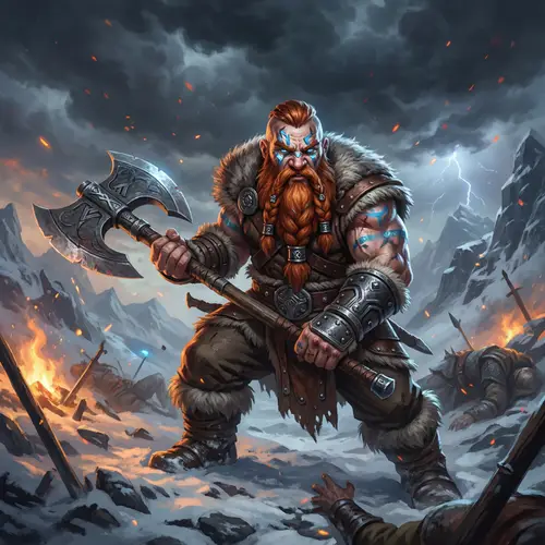 Epic Dwarf Barbarian Warrior - High Fantasy Art