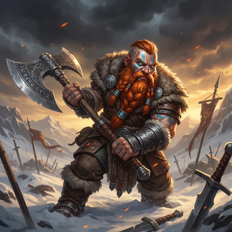Epic Dwarf Barbarian Warrior - High Fantasy Art
