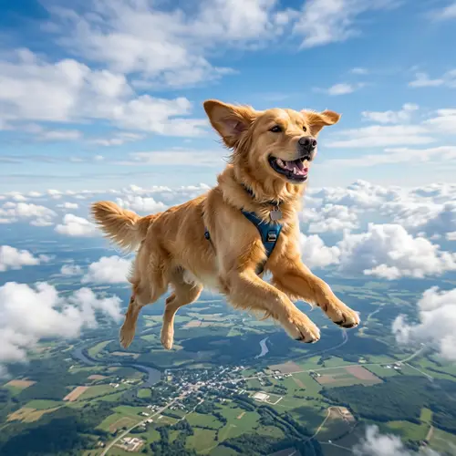Dog Flying Through the Sky - Amazing Aerial Scene