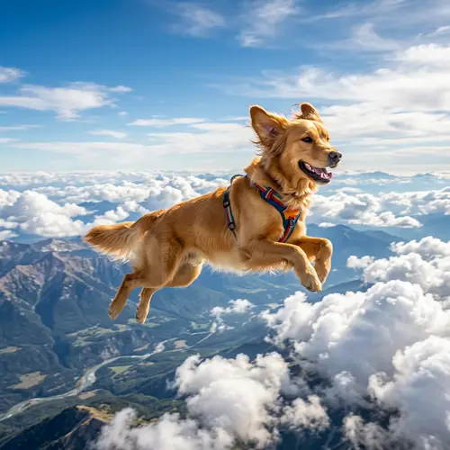 Dog Soaring Through the Sky - Amazing Image!