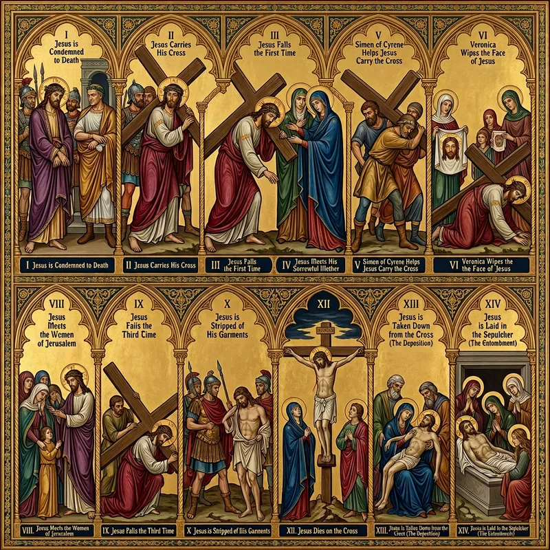 Illustrating 14 Stations of the Cross: Biblical Scenes