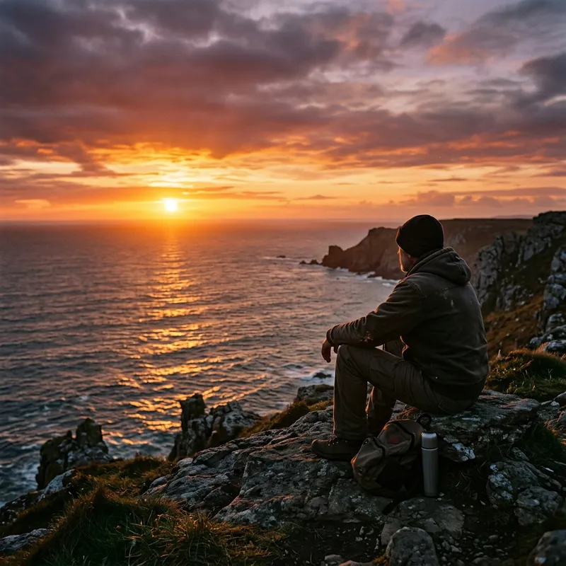 Solitary Man Watching the Sunset