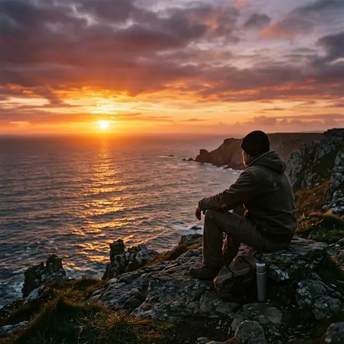 Solitary Man Watching the Sunset