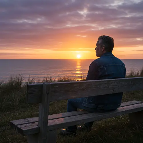 Solitary Man Watching the Sunset