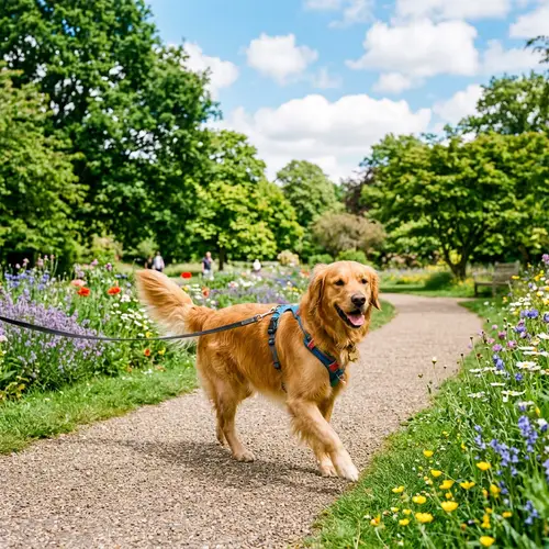 Energetic Dog Walking in Tranquil Park | Healthy & Active Canine