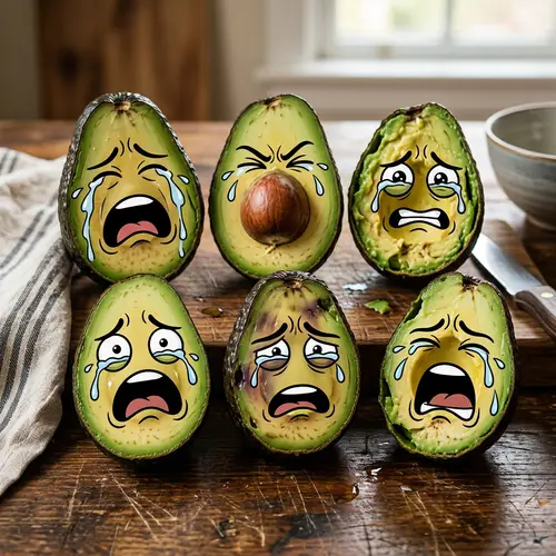 Crying Avocado Faces - Realistic and Cartoonish