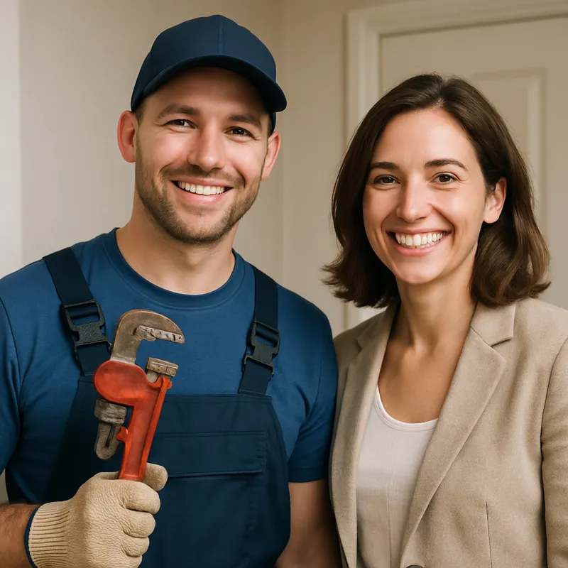 Smiling Plumber and Building Manager