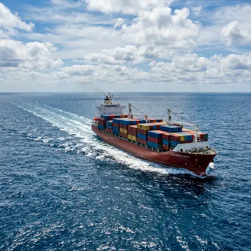 Cargo Ship Sailing in the Open Sea