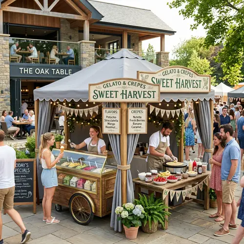 Charming Gelato & Crepes Stand at Summer Festival