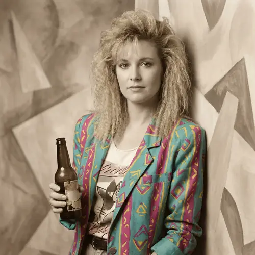 1980's Vintage Photo of Female Model with Beer Bottle