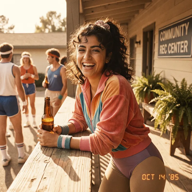 Retro 1980s Portrait of a Young Woman