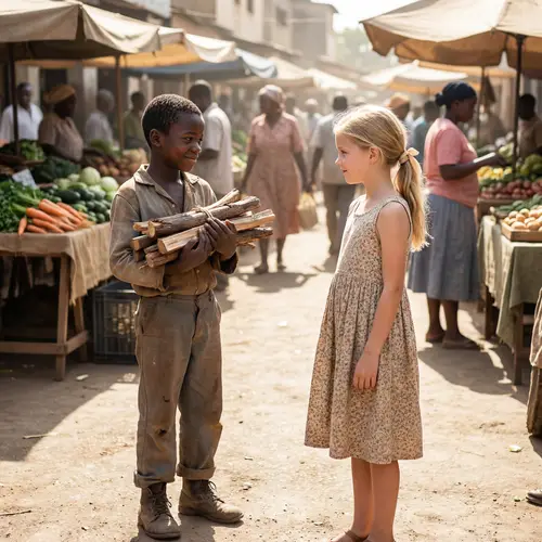Poignant Love Story: Determined African Boy and Radiant Caucasian Girl