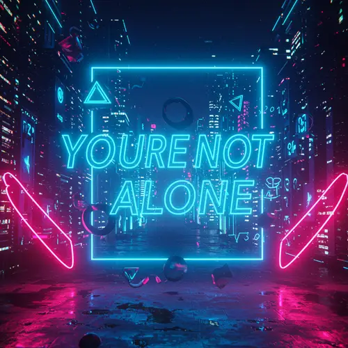 Futuristic City with Neon Energy - You're Not Alone