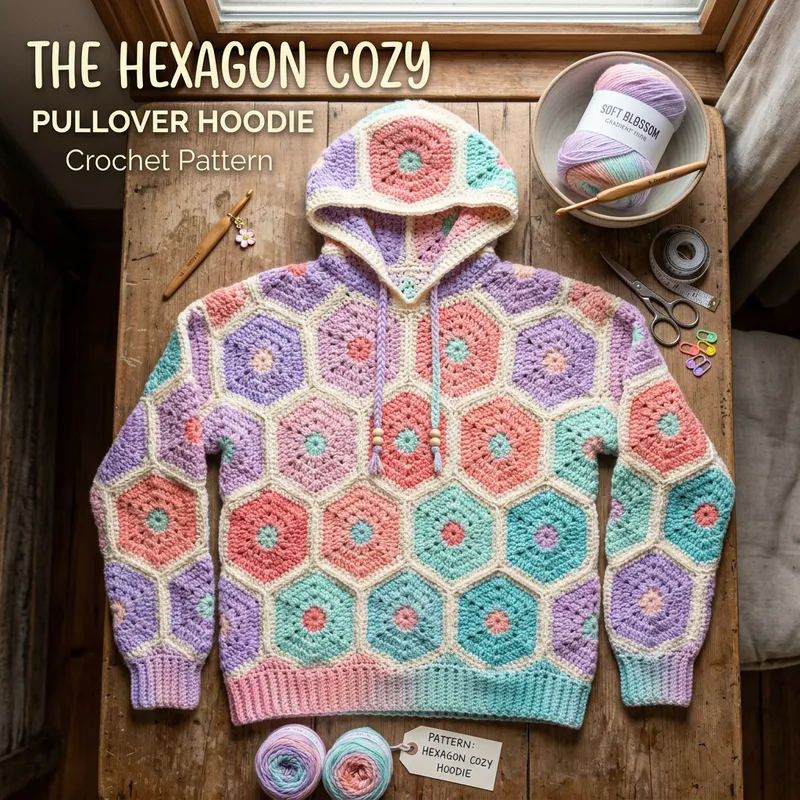 Cozy Crochet Hoodie Pattern Cover Design