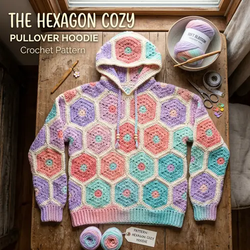 Cozy Crochet Hoodie Pattern Cover Design