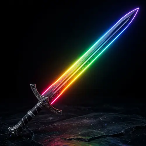 Vibrant Neon Rainbow Sword Art