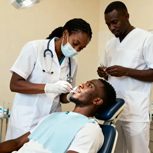 African Woman Dentist Helping Patients in Uniform