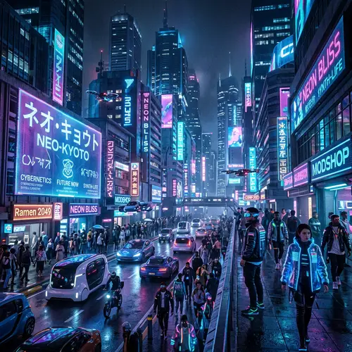 Cyberpunk Urban Landscape: Futuristic Night Scenes