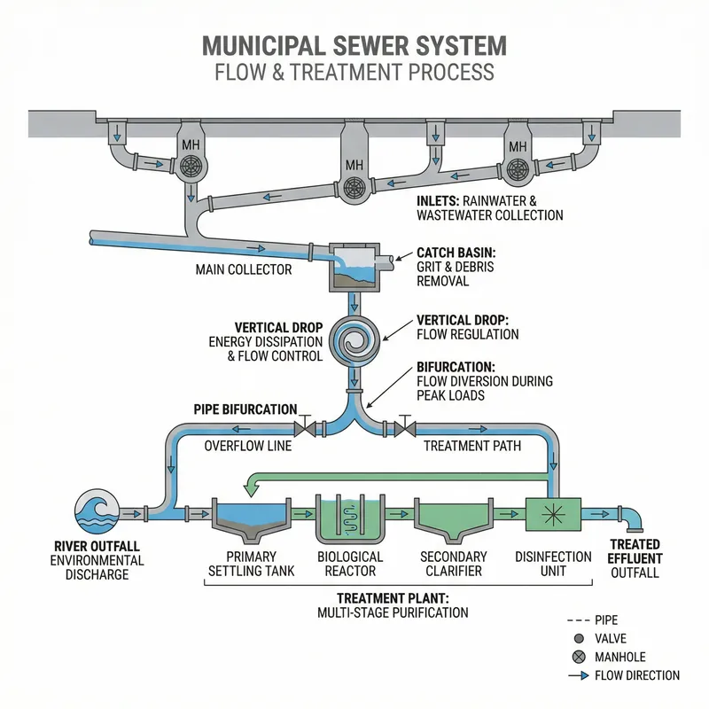 Detailed Sewer Flow Charts for Sewage Treatment